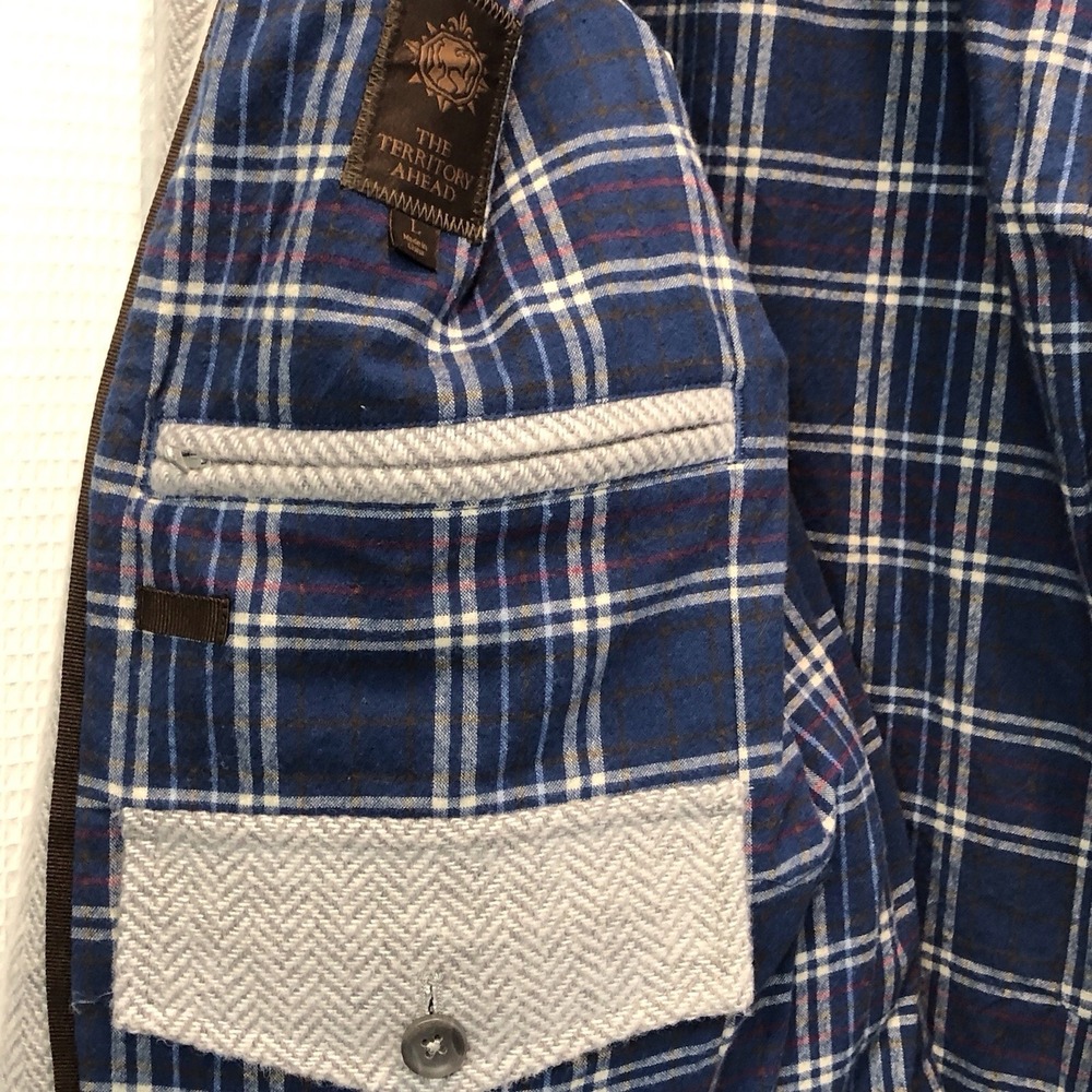The Territory Ahead Tweed Sport Coat Mens L Herringbone Elbow Patch Flannel - Picture 6 of 12